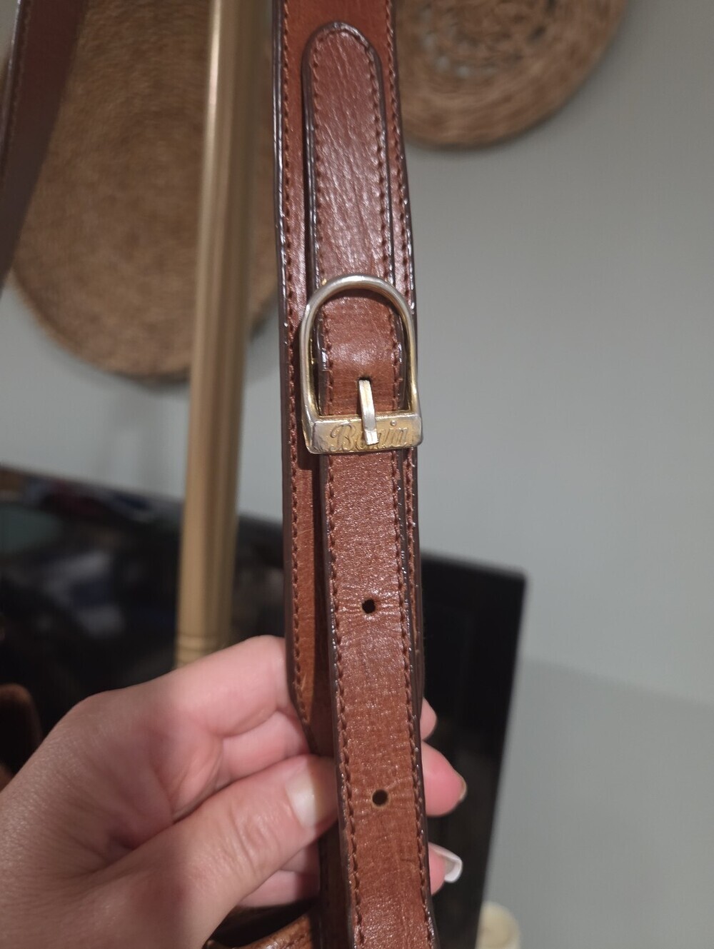 Vintage Bonia Brown Genuine Leather Drawstring Bucket Shoulder Bag - Picture 14 of 16
